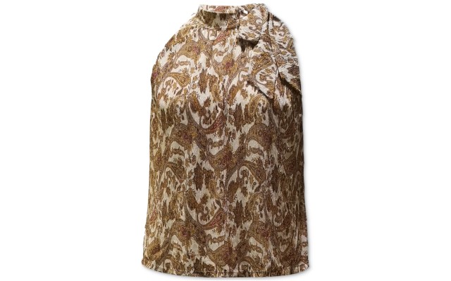   INC Printed Tie-neck Top Paisley Parade (White), Paisley Parade, Medium
