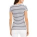  INC Printed V-Neck Striped T-Shirt (Black), Black, Medium