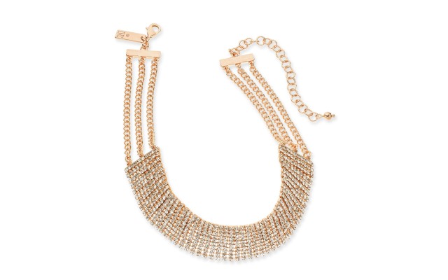  INC Rose Gold-Tone Crystal Choker Necklace, 12″ + 3″ extender