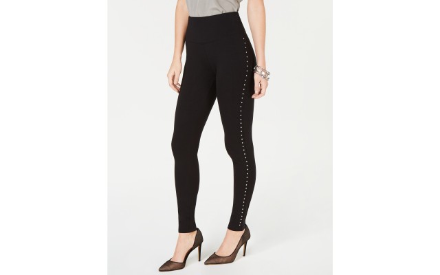  INC Shaping Studded Leggings (Black, Medium)