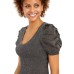   INC Shimmer Puff-sleeve Sweater (Black), Black, Medium