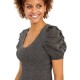   INC Shimmer Puff-sleeve Sweater (Black), Black, X-Small