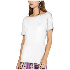 INC International Concepts INC Short-Sleeve Jewel-Embellished Top (White, Medium)