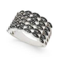 INC International Concepts INC Silver-Tone Crystal Multi-Row Basket Weave Ring