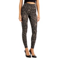 INC International Concepts INC Snakeskin-Print Compression Leggings (Black), Black, Smalll