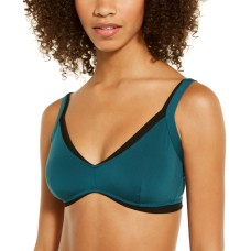 INC International Concepts INC Women’s Colorblocked Triangle Bralette (Dark Green, Medium)