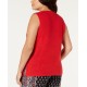  INC Womens Plus Linen Blend Lace-Up Tank Top Dark Red, Dark Red, 1X