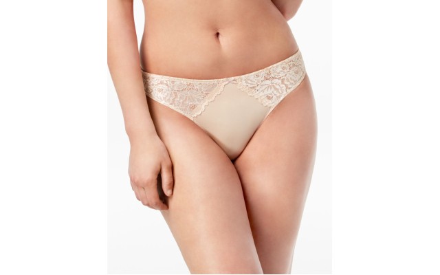  INC Women’s Smooth Lace Thong, Frappe, Small