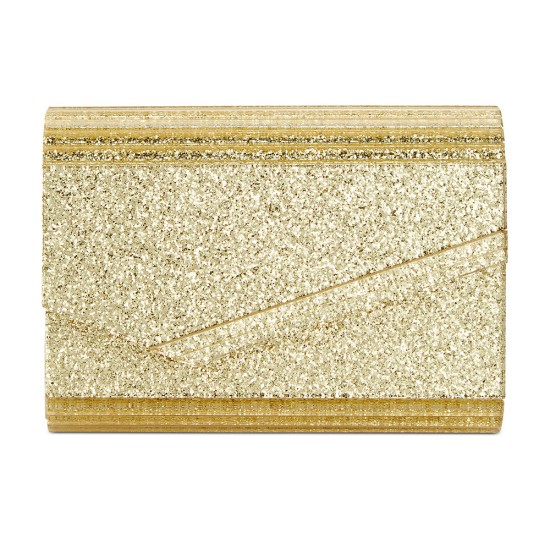  Maria Envelope Glitter Clutch, Gold