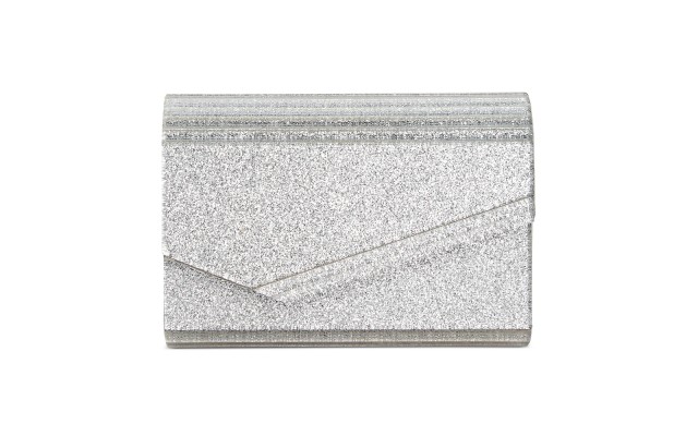  Maria Envelope Glitter Clutch, Silver