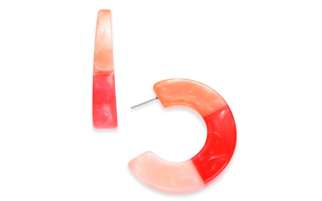  Medium Colorblock Open Hoop Earrings, 1.7″