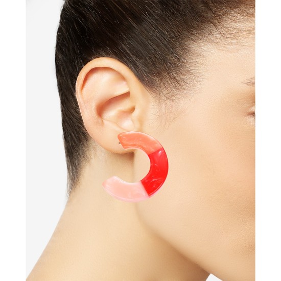  Medium Colorblock Open Hoop Earrings, 1.7″