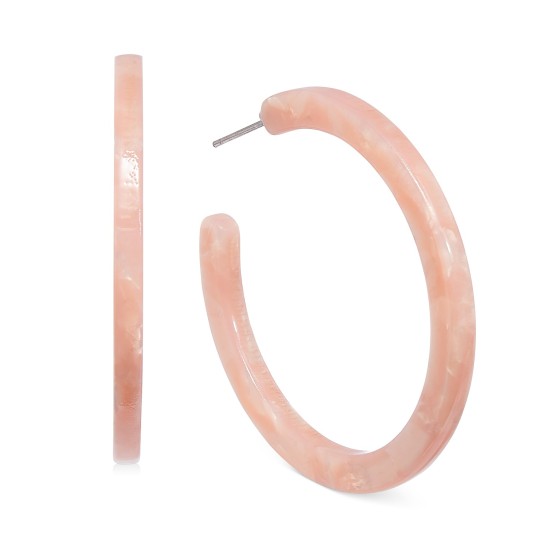  Medium Resin Open Hoop Earrings (Pink)