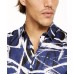  Men’s Abstract Scribble-Print Shirt (Navy, 2XL)