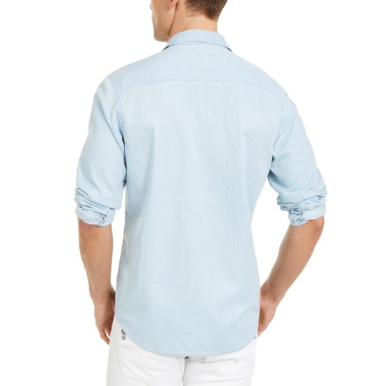  Men’s Avery Zip-Pocket Shirt (Blue,XS)
