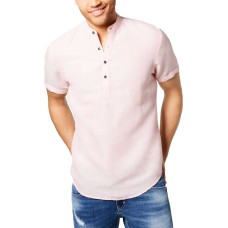 INC International Concepts Men’s Cameron Linen Shirt (Pastel Pink, M)