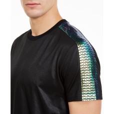INC International Concepts  Men’s Fate Iridescent Scale Pieced T-Shirt,Black, XX-Large