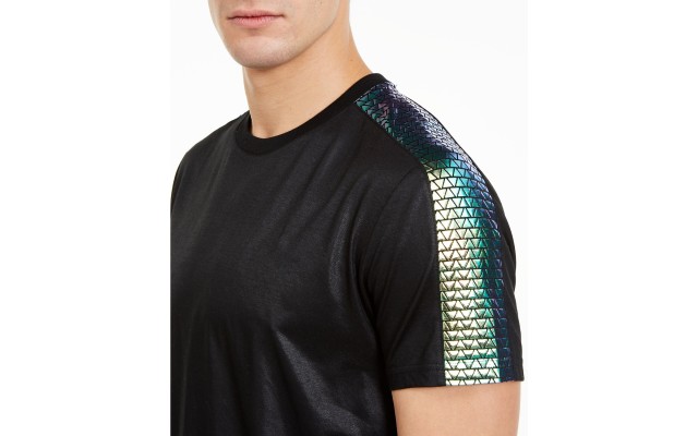   Men’s Fate Iridescent Scale Pieced T-Shirt,Black, XX-Large