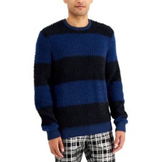 INC International Concepts Mens Fuzzy Striped Sweater Timeless (Navy 2X-Large)