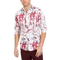 INC International Concepts Mens Graffiti Heart Printed Shirts, White, Small