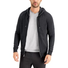 INC International Concepts Mens Inc Fortune Full Zip Hoo Heather Onyx (Dark Gray-Small)