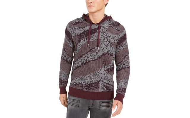  Men’s Jax Hooded Knit Sweater (Purple, XL)