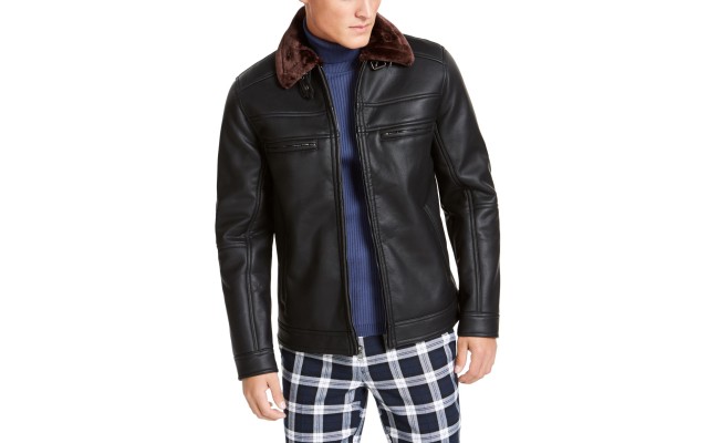  Men’s Julien Faux Leather Jacket (Black, 2XL)