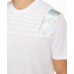  Men's Pintucked Moto T-Shirt with Metallic Faux-Leather Piecing, White, X-Large