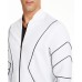  Men’s Piped Zip-Front Knit Jacket (White, M)
