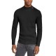  Men’s Ribbed Button Neck Sweater (Black, 3XL)