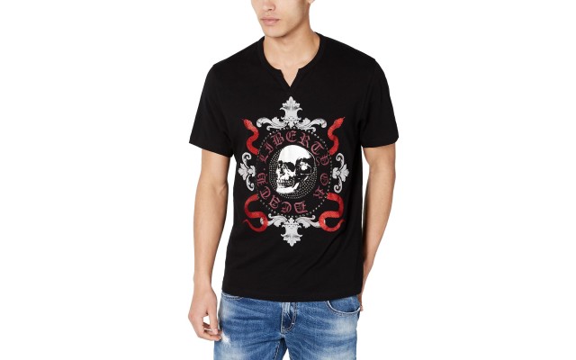  Men’s Skull & Snakes Graphic T-Shirt (Black, XL)