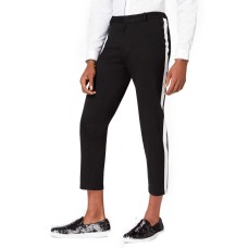 INC International Concepts Men’s Slim-Fit Stretch Side Stripe Cropped Knit Pants (Deep Black, 32X30)