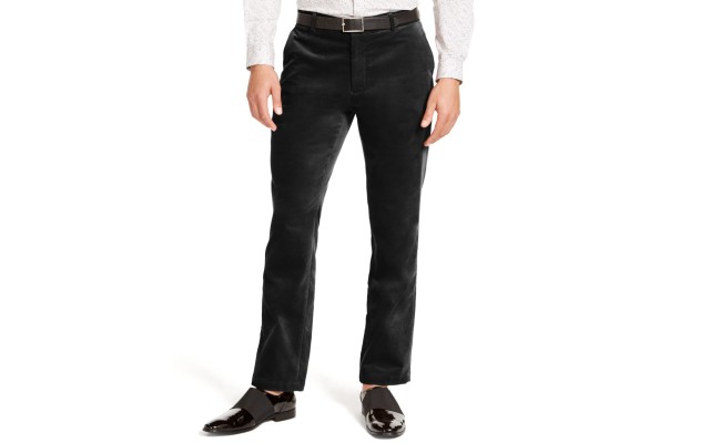  Men’s Slim-Fit Velvet Pants (Black, 34Reg)