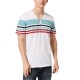  Men's Striped Split-Neck T-Shirts, White, Small