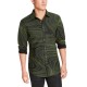  Men's Swirl Print Shirts, Green/Black, Medium