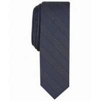 INC International Concepts Mens Textured Shadow Striped Skinny Slim Silk Neck Ties, Navy