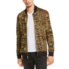 INC International Concepts  Men’s Vices Abstract Camouflage Print Bomber Jacket, Green, XX-Large