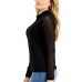  Mesh Turtleneck Top (Black), Black, X-Small