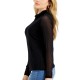  Mesh Turtleneck Top (Black), Black, X-Small