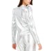  Metallic Puff-sleeve Top Silver (Gray), Gray, Medium