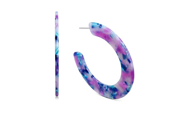  Multicolor Flat Resin Hoop Earrings