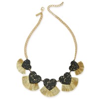 INC International Concepts Resin Hearts & Fringe Statement Necklace, (18+3)