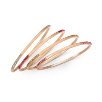 INC International Concepts Rose Gold-Tone 4-Pc. Set Colored Pave Bangle Bracelets, Red