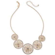 INC International Concepts Rose-Gold Tone Crystal Circle Statement Necklace (18+3)
