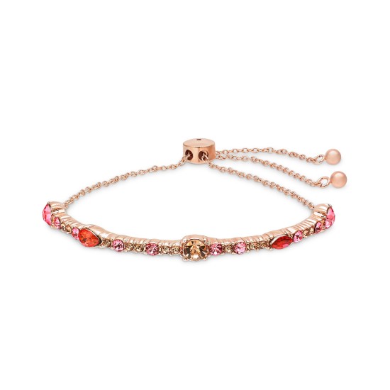  Rose Gold-Tone Multi-Stone Bolo Bracelet