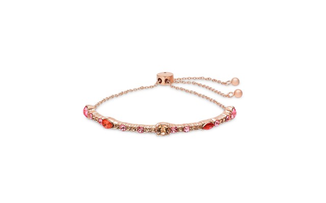  Rose Gold-Tone Multi-Stone Bolo Bracelet