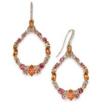 INC International Concepts Rose Gold-Tone Multi-Stone Cluster Open Drop Earrings