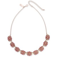 INC International Concepts Rose Gold-Tone Multi-Stone Cluster Statement Necklace 18″ + 3″ extender