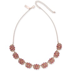 INC International Concepts Rose Gold-Tone Multi-Stone Cluster Statement Necklace 18″ + 3″ extender