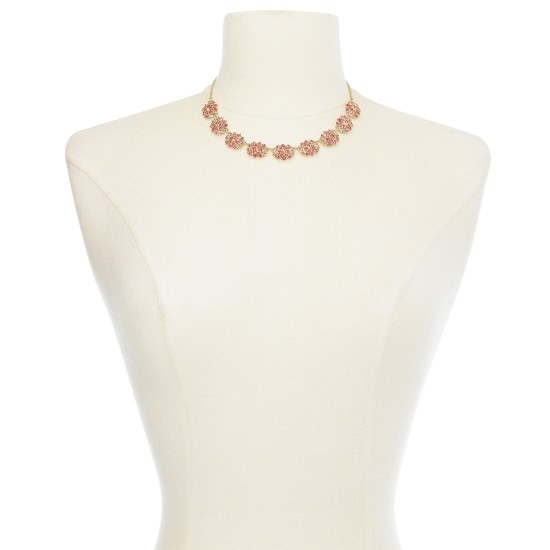  Rose Gold-Tone Multi-Stone Cluster Statement Necklace 18″ + 3″ extender